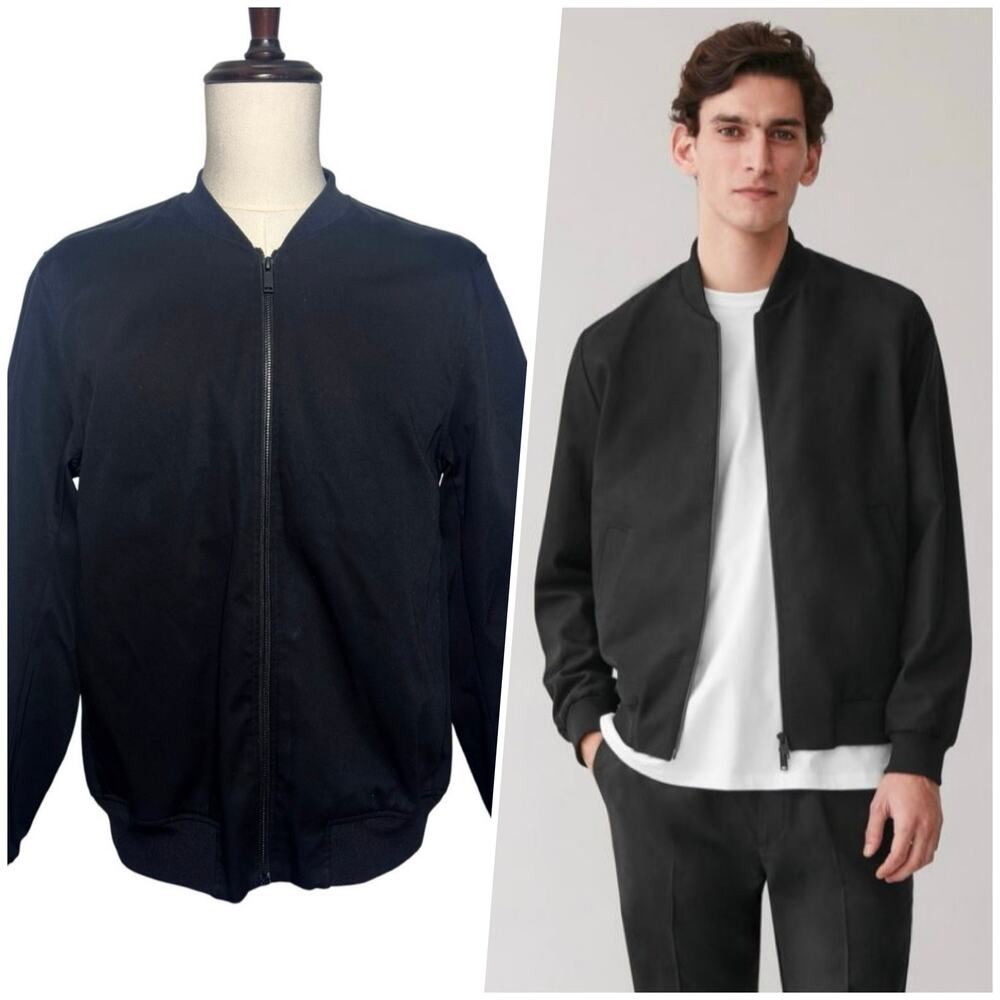 COS | Men | Black Minimal Chic Classic Cotton Bomber Jacket | Sz 42R Large